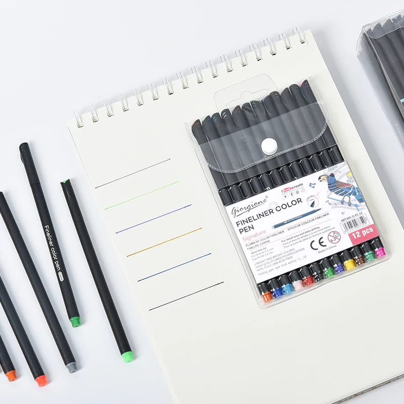 Giorgione Custom 0.4 mm Head Colorful Drawing Fineliner Color Pen 48 Colors Fine Point Marker Pen Set For Students