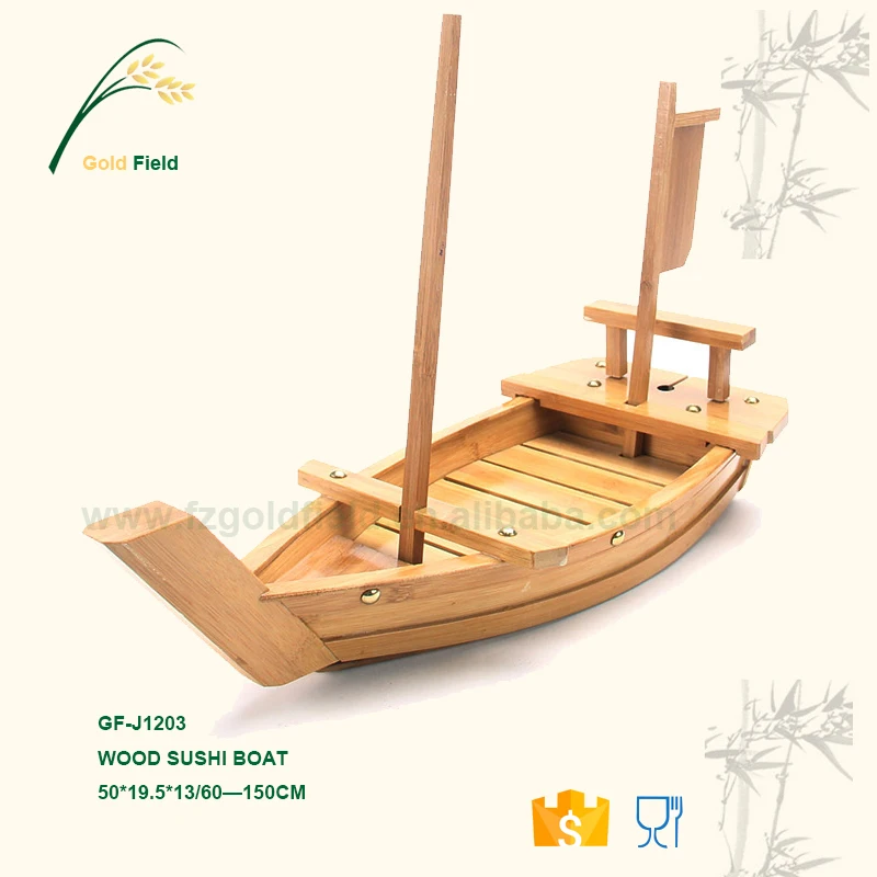 reusable hot sale high quality Eco-friendly huge bamboo Japanese sushi boat sushi serving tray for restaurant