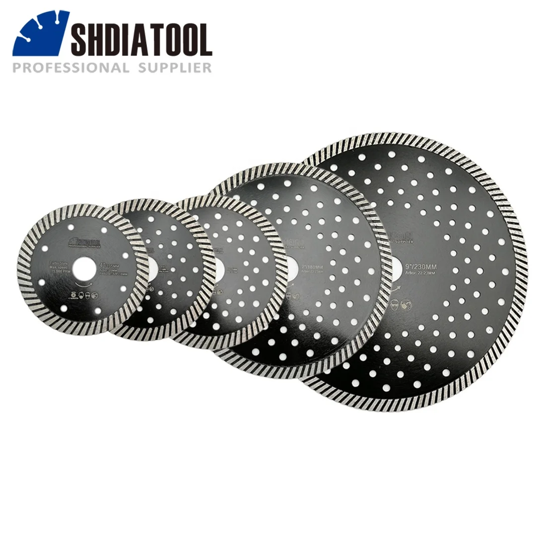 Dia 4'-9' Narrow Turbo Diamond Cutting&Grinding Disc Circular Saw Blade with Multi Holes for Marble Porcelain Tile Granite
