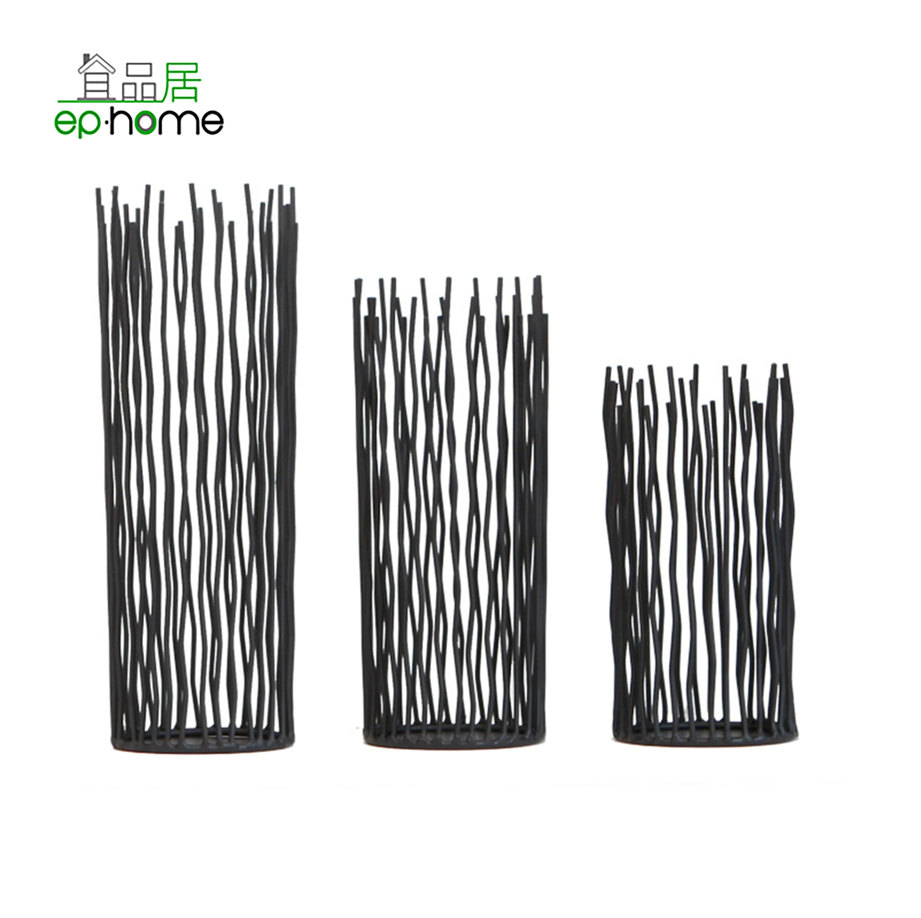 Modernist Metal Seagrass Candlestick Holders, Black Household Pillar Candle Holders, New Classic Wedding Decor Tealight