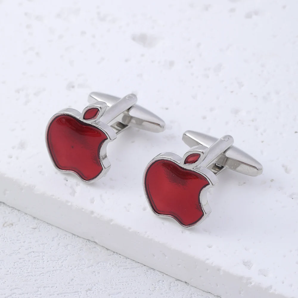 Direct Zinc Alloy Simple Apple Shape 10.4G Red Fashionable Light Cufflinks