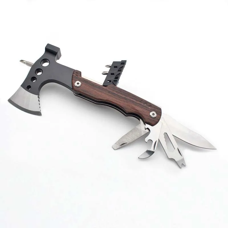 Multi Tool Camping Axe Hatchet 11-in-1 Multitool Camping Gear Survival Tool with Axe Knife Hammer Saw Bottle Can Opener