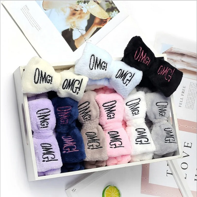 Promotional headband OMG hair makeup bow tie soft stretchy spa yoga female gift headbands