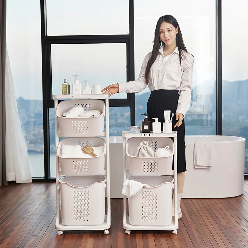 Factory Price Laundry Basket Folding Laundry Storage Baskets Plastic Basket With Wheels Foldable