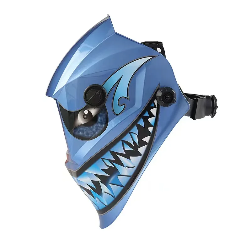 Factory Sell Blue Shark Head-mounted Solar Welding Helmet Adjustable Welding Helmet