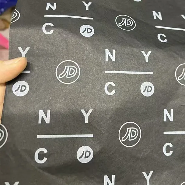 17Gsm Custom Packing Paper Black Wrapping Tissue Paper For Clothes Shoes Wine Packaging