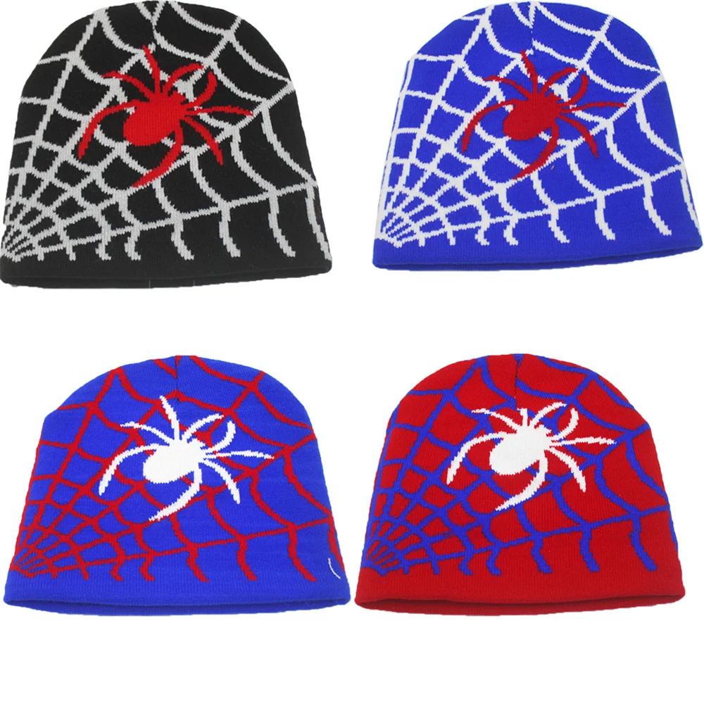 New Design Spider Style Beanie Winter Hat Customized Cuffless Jacquard Beanie Cap Logo Unisex Thickened Warm Fashion Beanie Cap