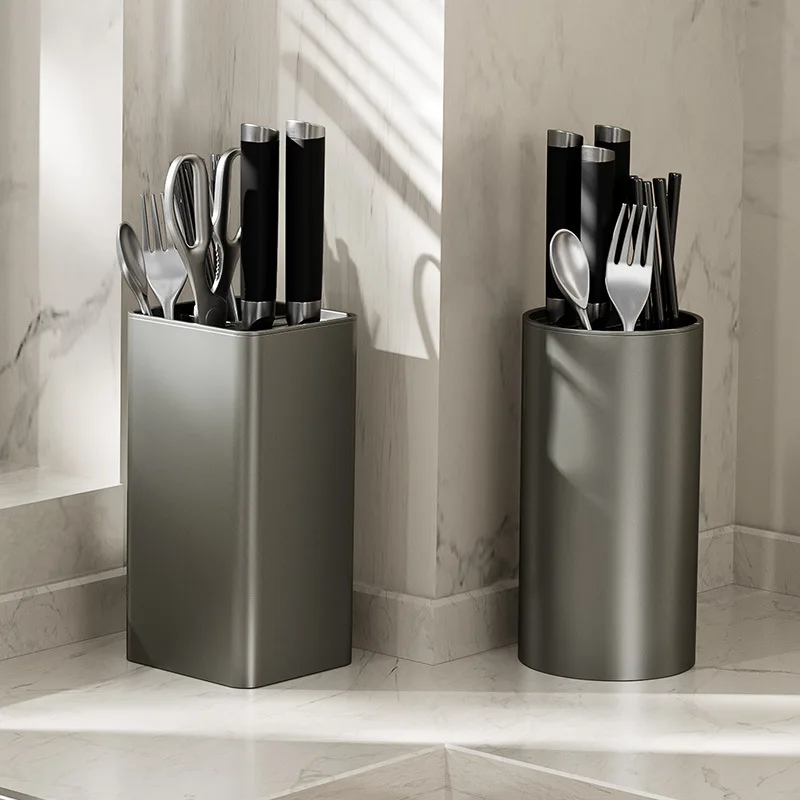 Multi-functional grey Kitchen Knife Organizer Countertop Space Saver Knife Storage Stand plastic knife block holder