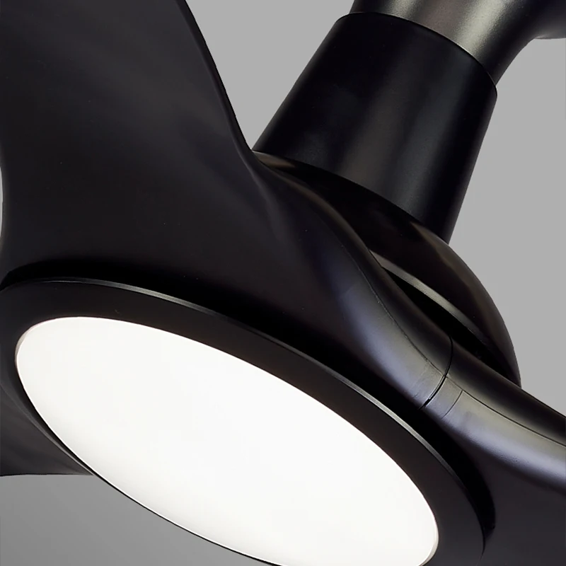 Aiertec 52-дюймовый современные светодиодные потолочные вентиляторы с подсветкой и пультом дистанционного управления черный 3 лезвия АБС медным мотором 6-с двумя выходами высокой скоростью