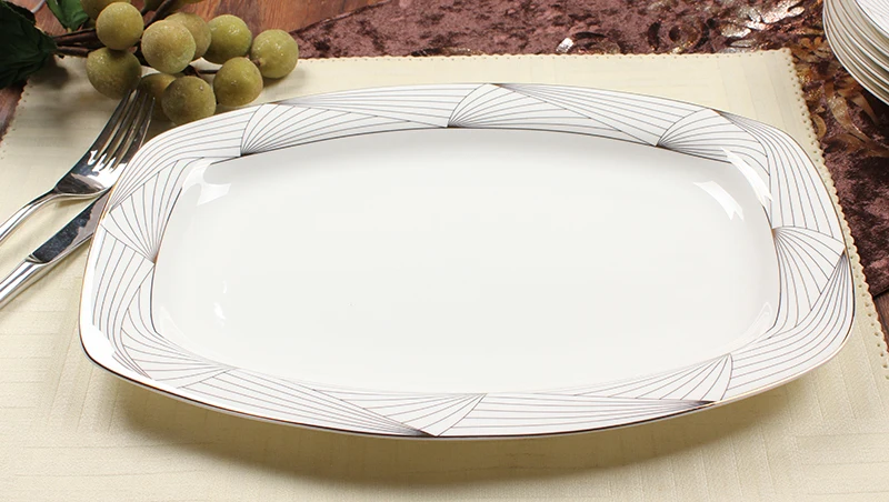 Factory supply new design 50pc bone china wedding dinnerware  crockery glazed royal porcelain dinner set