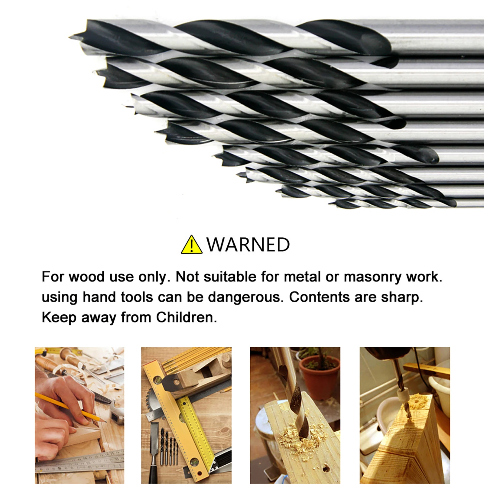 15pcs HCS Brad Point Wood Drill Bit Set for DIY