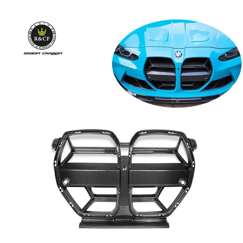 For BMW M3 G80 M4 G82 Car Grille Real Dry Carbon Fiber Front Bumper Nose Grille Grille CSL Style