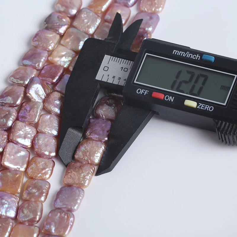 Hot Selling 12*12mm Purple Square Baroque Pearl DIY Accessories Natural Freshwater Loose Pearl Strand