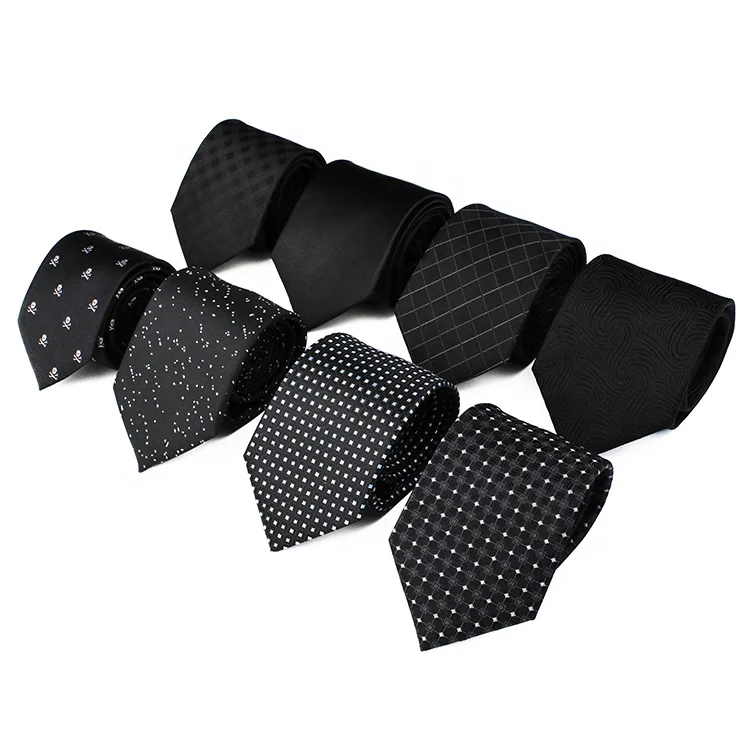 China Manufacturer High Quality Wholesale Custom Logo Black Silk Tie