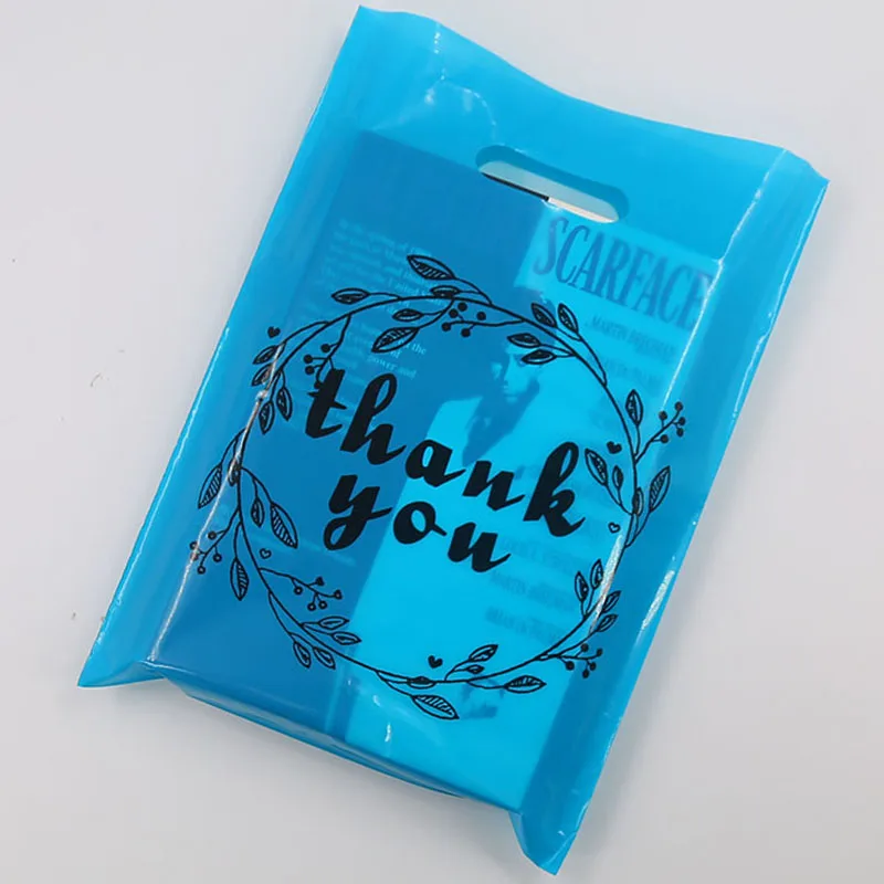 Wholesale Custom Black Plastic Hand Bags Thank You Four Finger Bags Fashionable Clothing Store Shopping Gift Bags Packaging