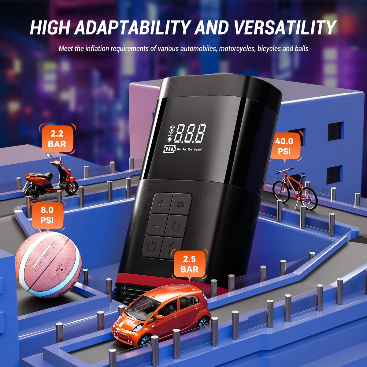 Portable Air Pump With Jump Starter For Car Tires 12 Volt Electric Tire Inflator Air Compressor 7500mA 150 PSI For Car Bike,Ball
