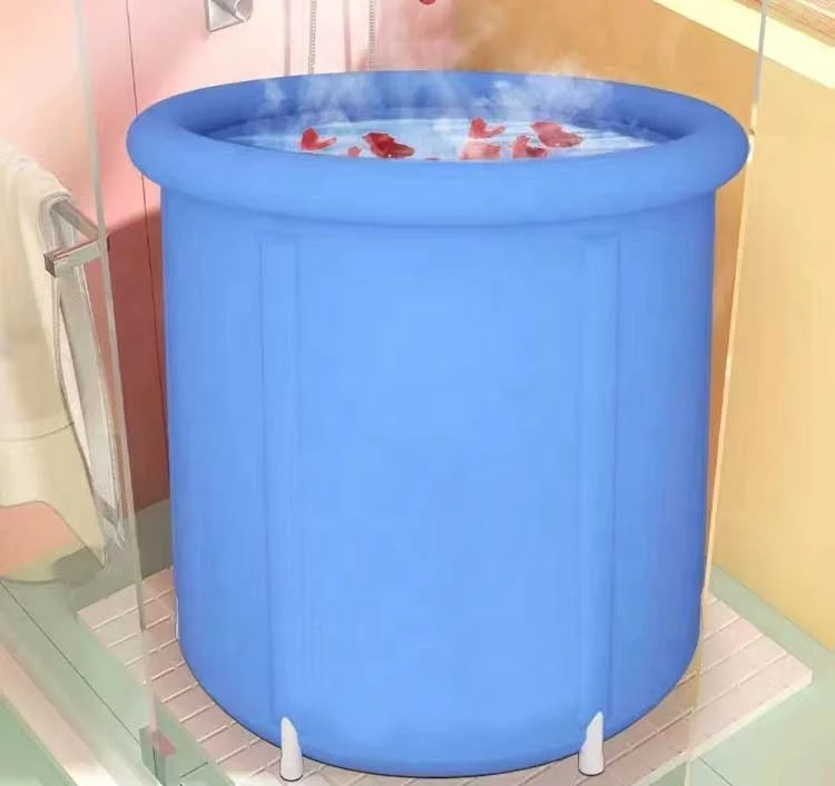 2023 Popular Adult Folding Inflatable Bath Tub  High Quality Portable Fold Soaking Spa blue bath tub with inflatable top