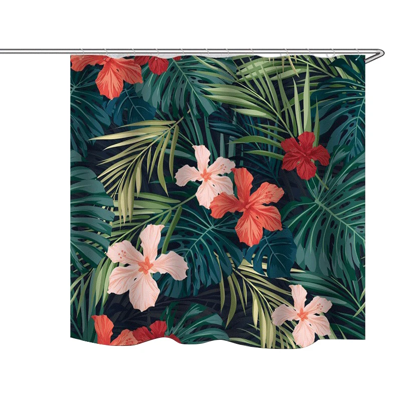 Modern 3D Printing Forest Shower Curtain Green Plant Tree Landscape Bath Curtain With Hooks For Bathroom waterproof scenery