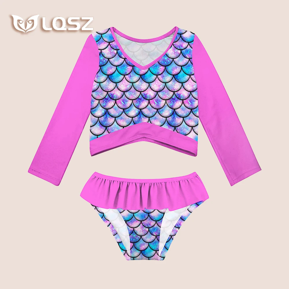 LQSZ Boutique Customized Transparent Beach Brands Hot Crochet Cartoon Swimsuit Beach Party Girls Kids Swimwear Children Swimsuit