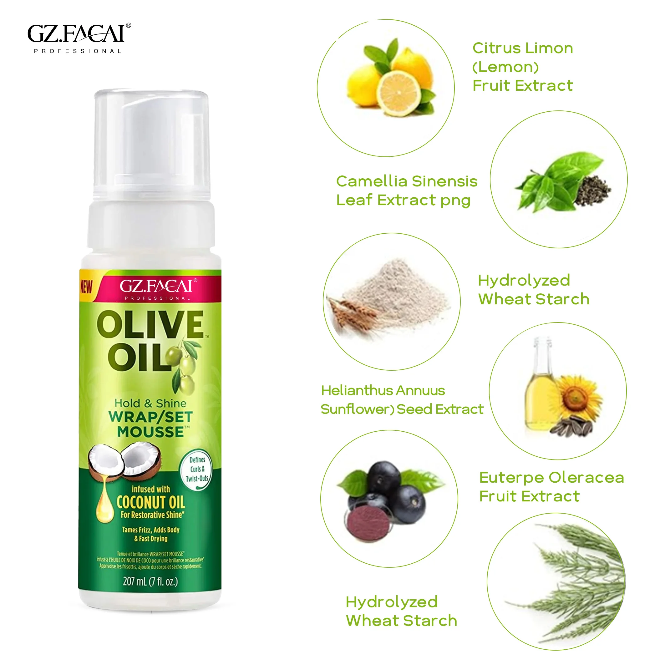 Private Label Strong Hold Long-lasting Non Greasy Non Flaking Hair Styling Foam Mousse For Natural Curly Hair