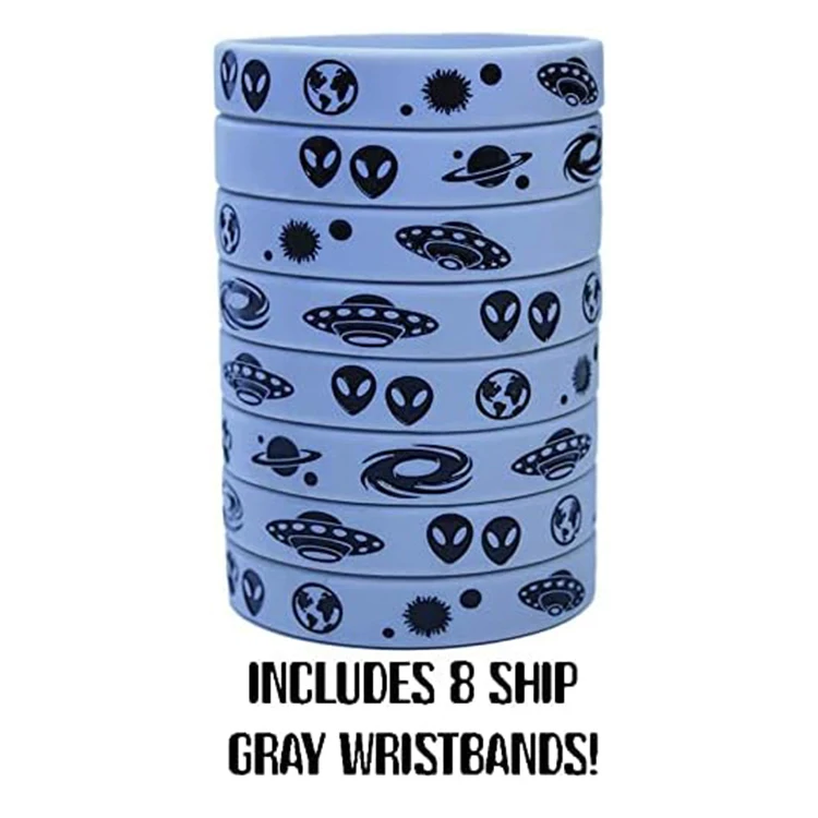 Factory custom rubber bracelets aliens style silicone wristbands cute funny aliens wrist bands great for themed parties