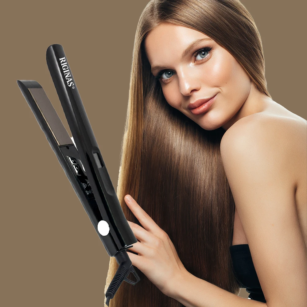 Riginas Professional LED Display Flat Iron Keratin Fast Heating Hair Straightener Hair Styling Tools