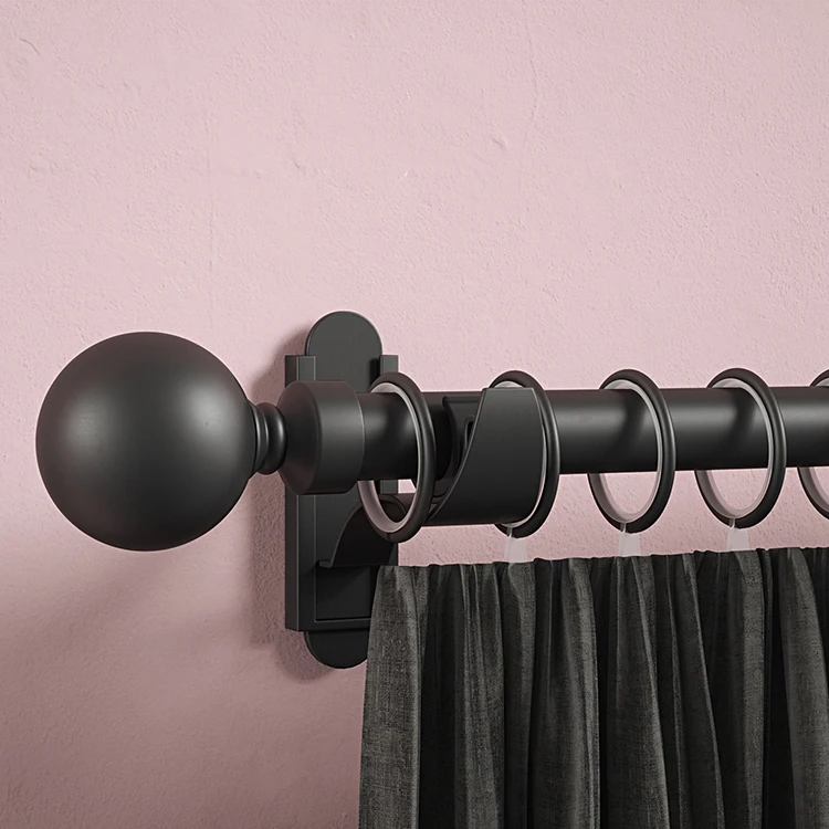 ROTHLEY High Quality Window Curtain Poles Black Adjustable Iron Curtain Rods