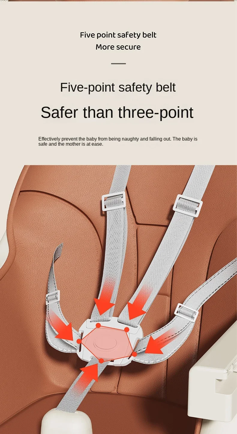 2024 Comfortable Baby High Chairs Feeding Highchair Kids Table Foldable Dining Chair For 0-3 Years Old