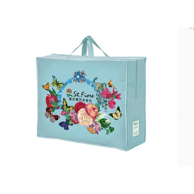 BSCI China factory Printing Transparent PEVA LDPE POLY PVC Vinyl Pillow Bag Bedding Mattress Packaging Zipper Handle Bag