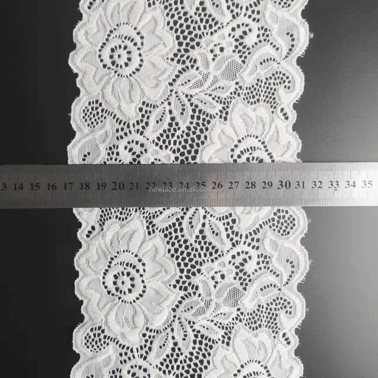 07014 New Pattern Factory Price Flower Spandex Nylon White 14cm Stretch Lace Trim Fabric for Clothing