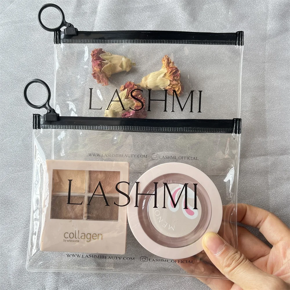 Eco-friendly Custom Logo Plastic Clear vinyl Ziplock Pouch Cheap Cosmetics Zip Lock Pvc Zipper Bag For Eye Shadow Packaging