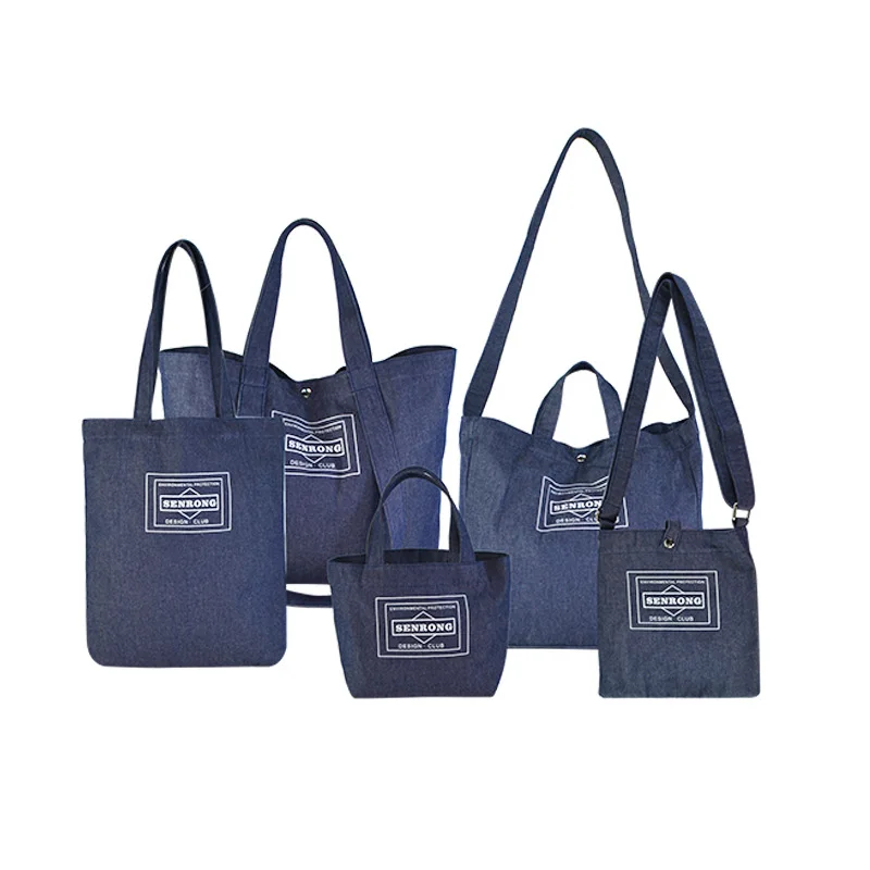 Wholesale Blue Jean Canvas Custom Denim Tote Bag Custom Printed Logo