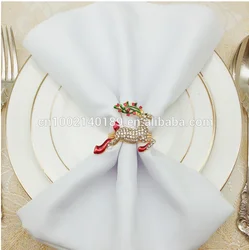 Christmas Napkin Ring Luxury Diamond Reindeer Napkin Ring Holder Silver Metal napkin rings for Christmas Dinner Table Decoration