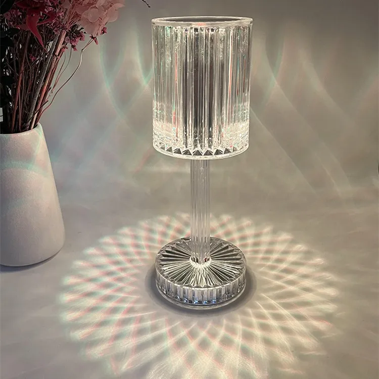 Современная романтичная декоративная Сенсорная лампа, ночник с кристаллами розы, меняющие цвет RGB, с зарядкой от USB, 16 цветов