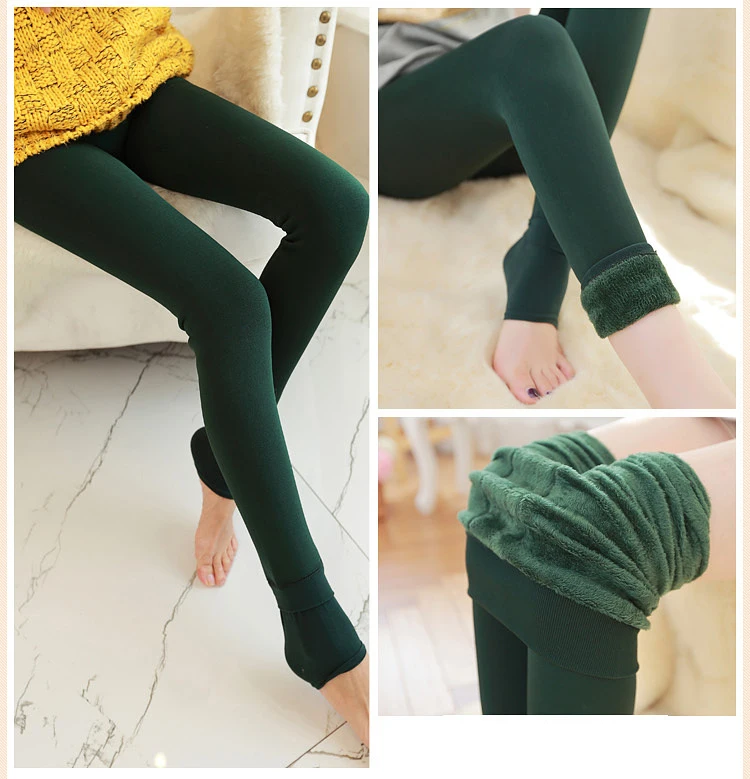 
Black Slim Elastic Fit Warm Leggings Scrunch Butt Winter Thermal Leggings Lined with Velvet For Women 