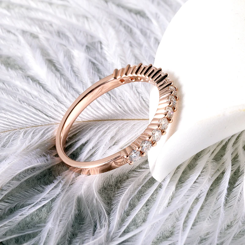 Provence Jewelry 1.8mm melee moissanite 10k rose gold eternity ring band for daily wearing