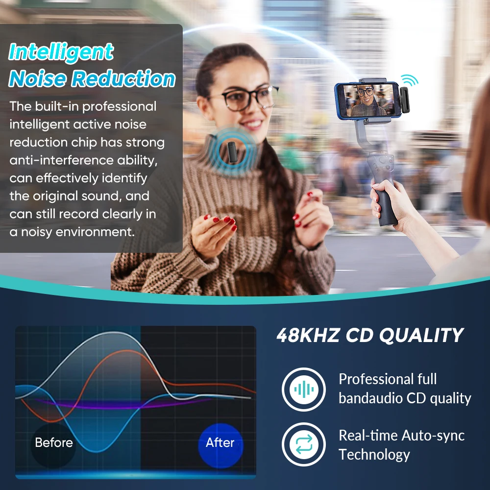 Wireless Lavalier Microphone Mini Portable Noise Reduction Audio Video Recording Microphone For iPhone Android With Charging Box