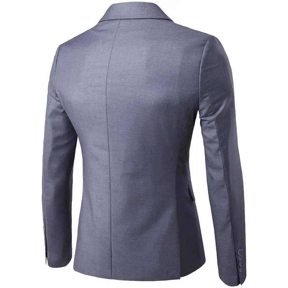 New Fashion Men Groom One Button Lapel Collar Solid Color Three-piece Casual Bridegroom Groomsman Tops+Vest+Pants Suit