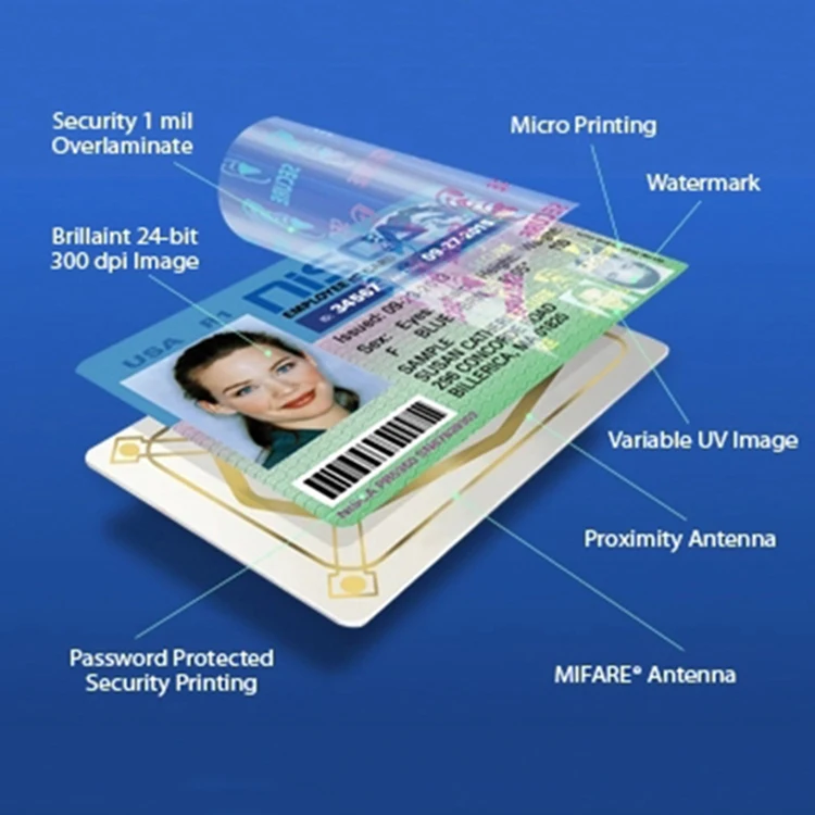 High Quality Printable Polycarbonate ID Card Pc Material Printing Hologram ID Photo Card