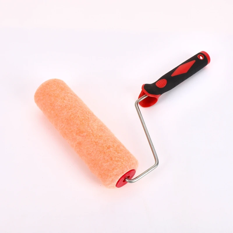 9 Inch Brush For Wall Repair Roller Paint Pink Cover Quickly Removes Red And Black Rubber Handle Roller Brush