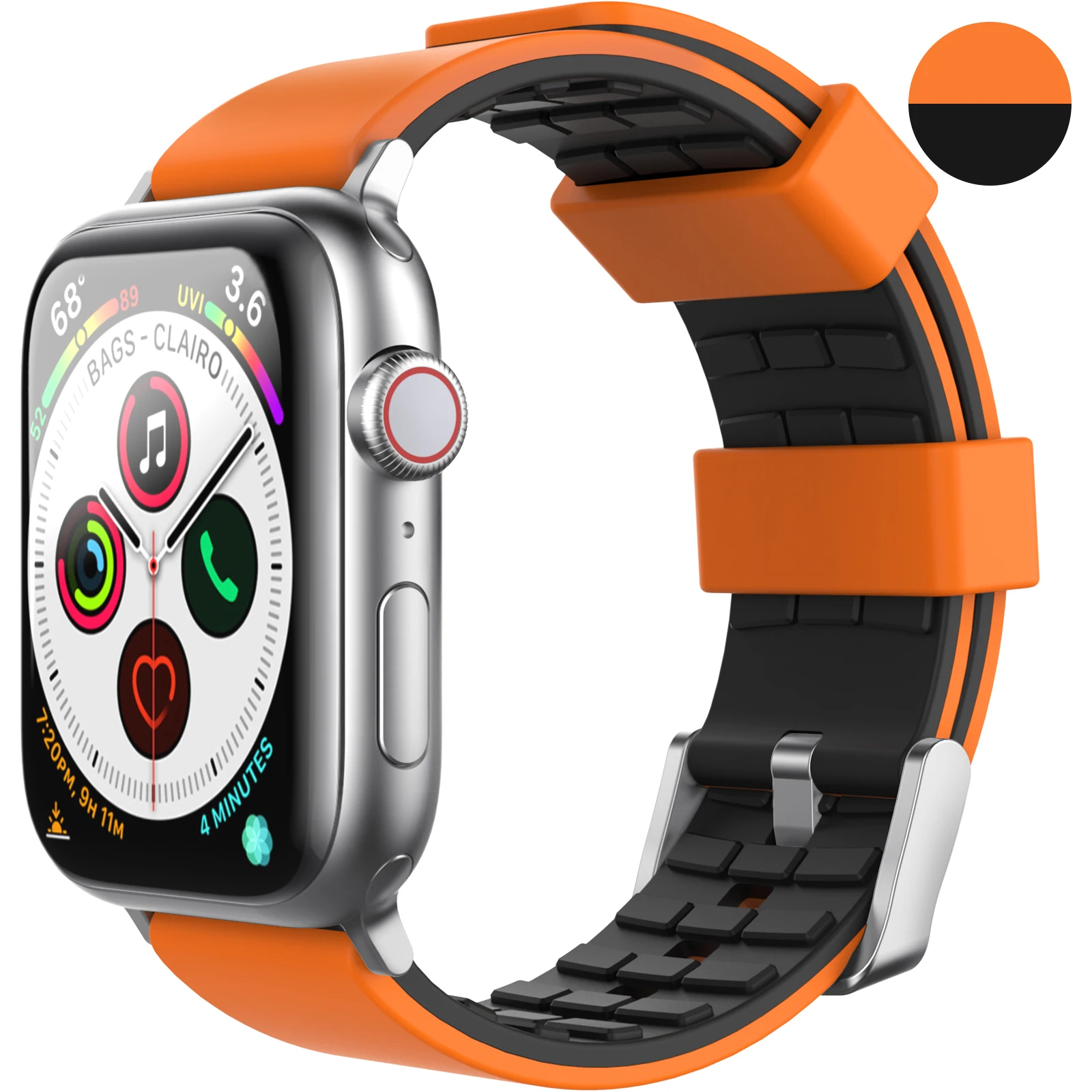 AHASTYLE Contrast Color Design Silicone Watch Band With Stainless steel Case For Apple Watch Series SE 7 6 5 4 3 2 1
