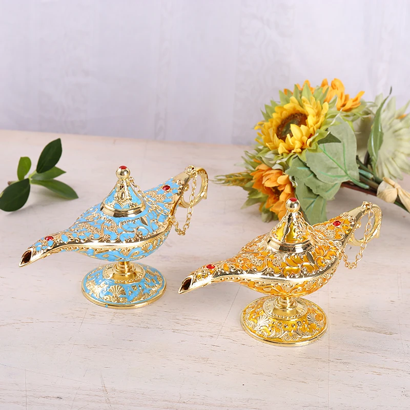 
Metal Zinc Alloy Enamel Aladdin Genie Lamp For Living Room Decoration Gifts 