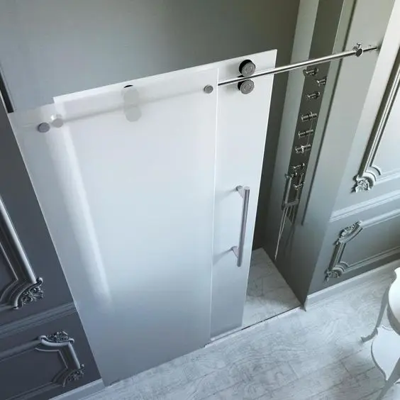 Premium Shower Slide System for Smooth Glass Door Operation - Adjustable Stainless Steel Track with Easy Glide Rollers