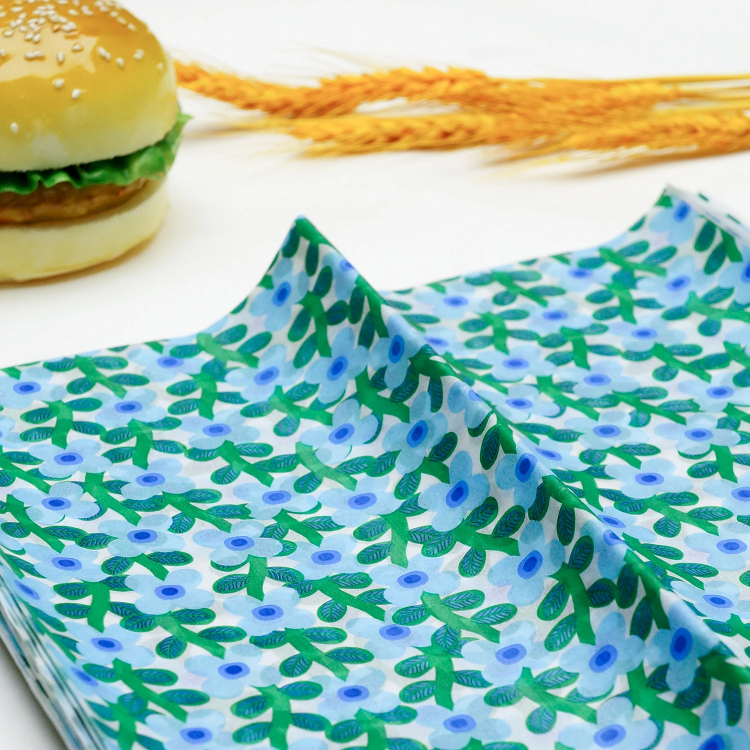 Custom Printed Greaseproof Burger Wrapper Paper For Food Burger Fired Chicken Fries