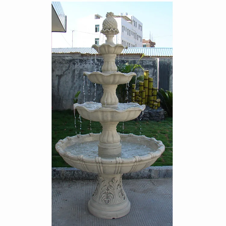 Artificial Fiberglass Decoration Outdoor Garden Large 4 Tier Water Fountain