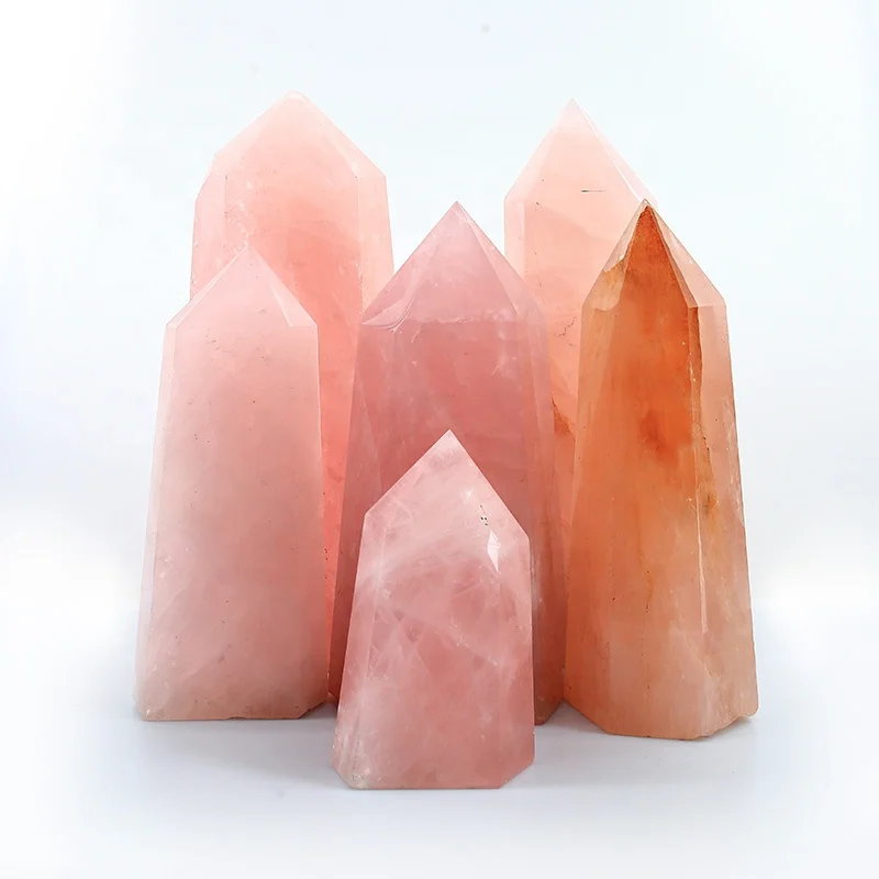 Wholesale Natural large Crystal Obelisk Top Quality Natural Rose Quartz Crystal big Wands Points