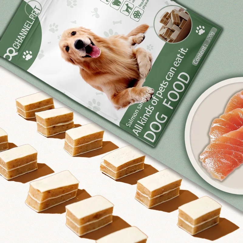 Wholesale Natural Dog Chew Food Salmon Sandwich Pet Soft Snacks Training Treats