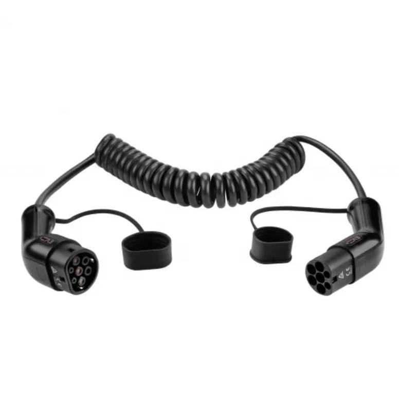 
Качественный зарядный кабель для электромобилей на спирали 16 А, 3 фазы, тип 2-Тип 2 