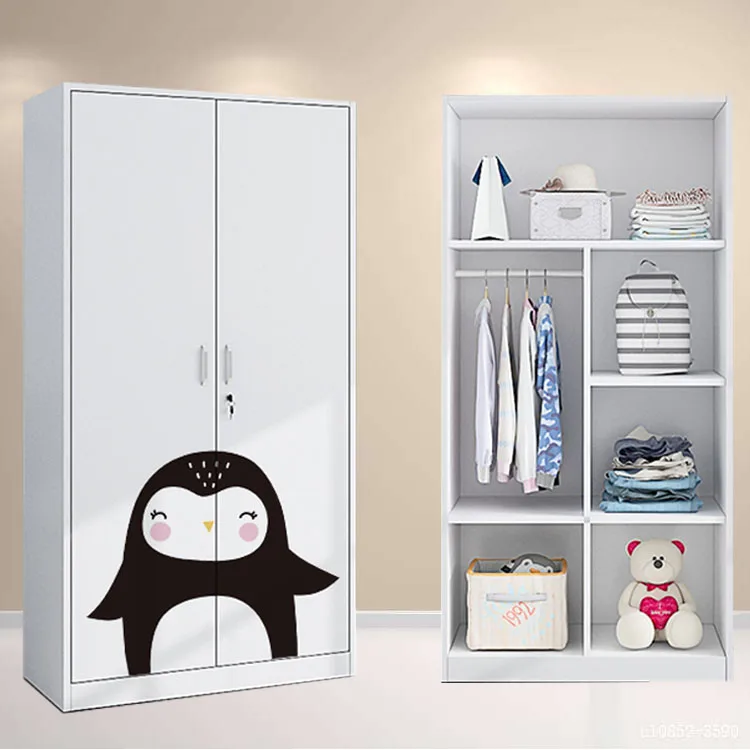 2 Door PANEL Locker Steel Metal Wardrobe Clothes Cabinet iron bedroom furniture