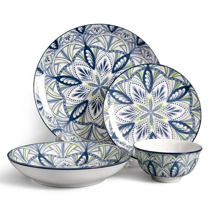 12/16/18 шт. керамическая посуда с подглазурью фарфоровая обеденная тарелка набор посуды подходит для 4/6 людей